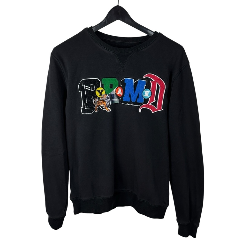 Mens Y2K Black Pyramid Streetwear Embroidered Patch Logo Sweatshirt Size S